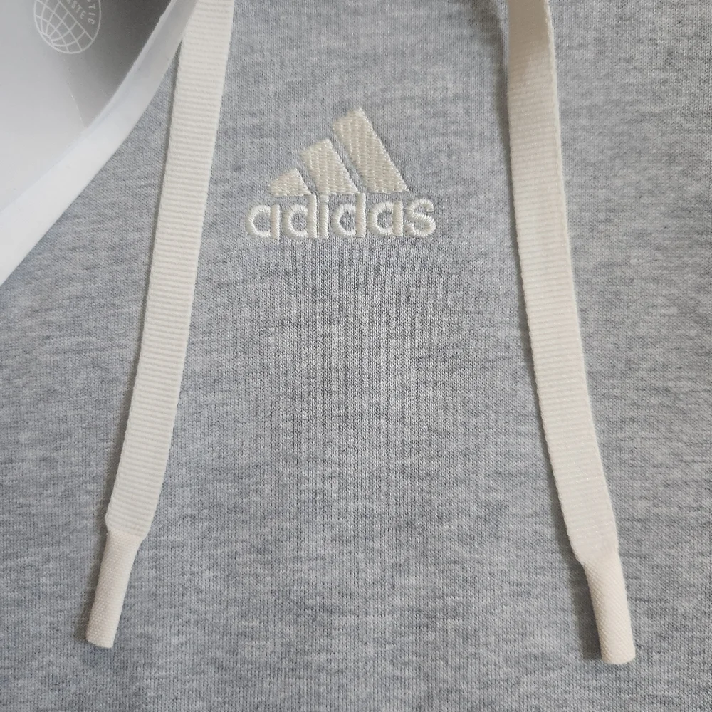 HP!❤️NWT ADIDAS Gray Pullover Logo Hoodie Men's Internal OH Fleece Lined XS - Picture 5 of 16